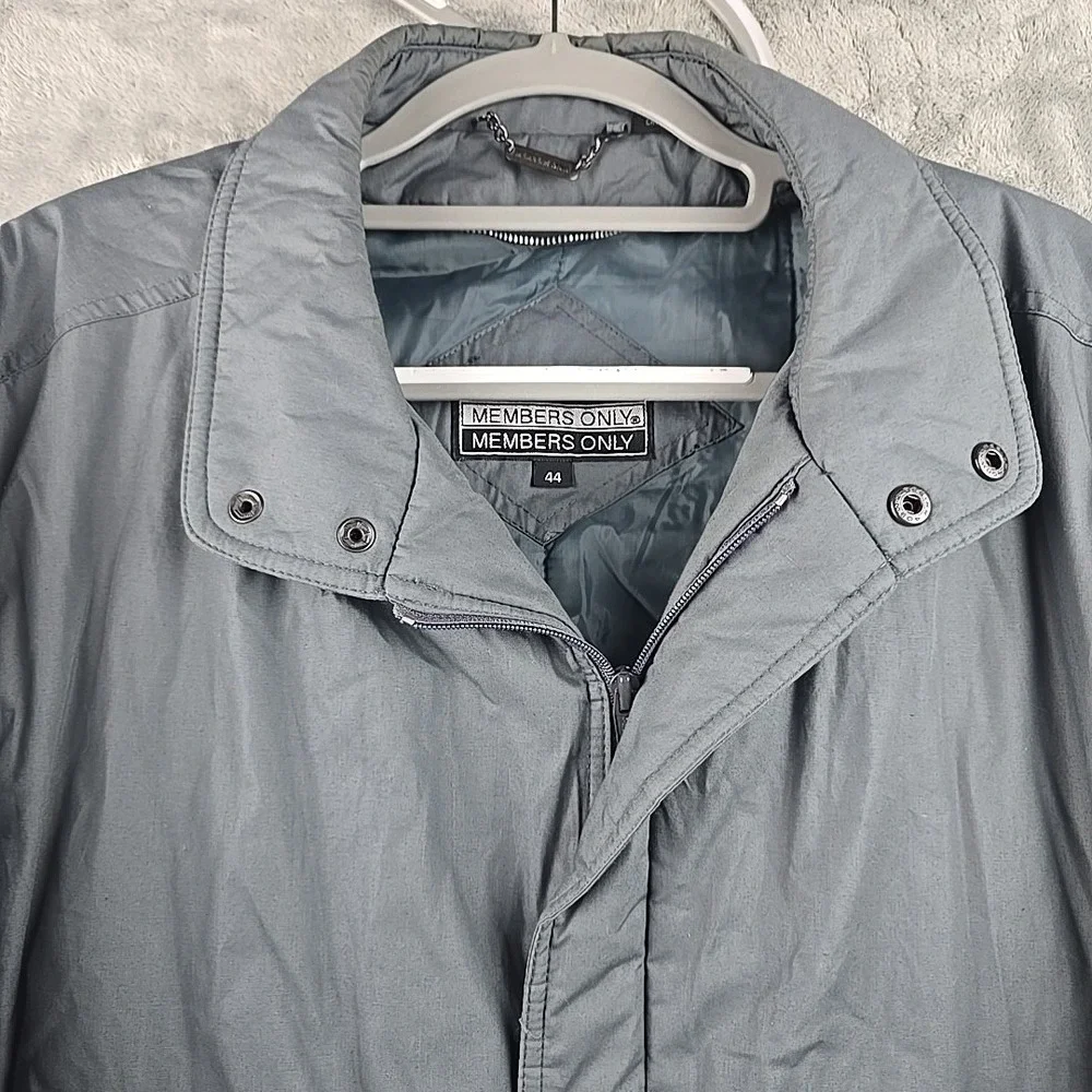 Vintage Members Only Jacket‎ Mens 44 XL Gray Bomber Lined Pockets